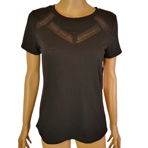 Liz Claiborne Black Short Sleeve Shirt (Size XS) - Picture 1 of 7